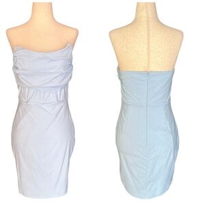 🎈Blue Blush strapless powder blue mini dress